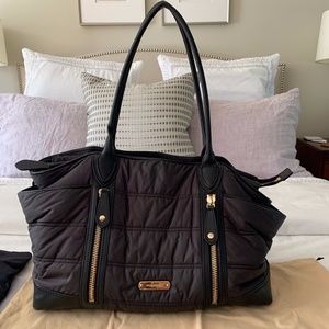 Burberry Quilted Diaper Bag, Black with Gold Zipper